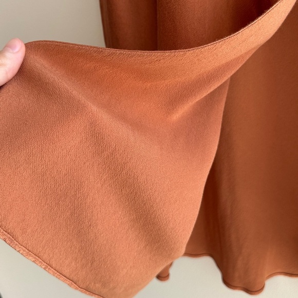 Socialite Terracotta/Pumpkin Orange Silky Bias Cut Midi Slit Skirt, Size XL - Picture 8 of 16